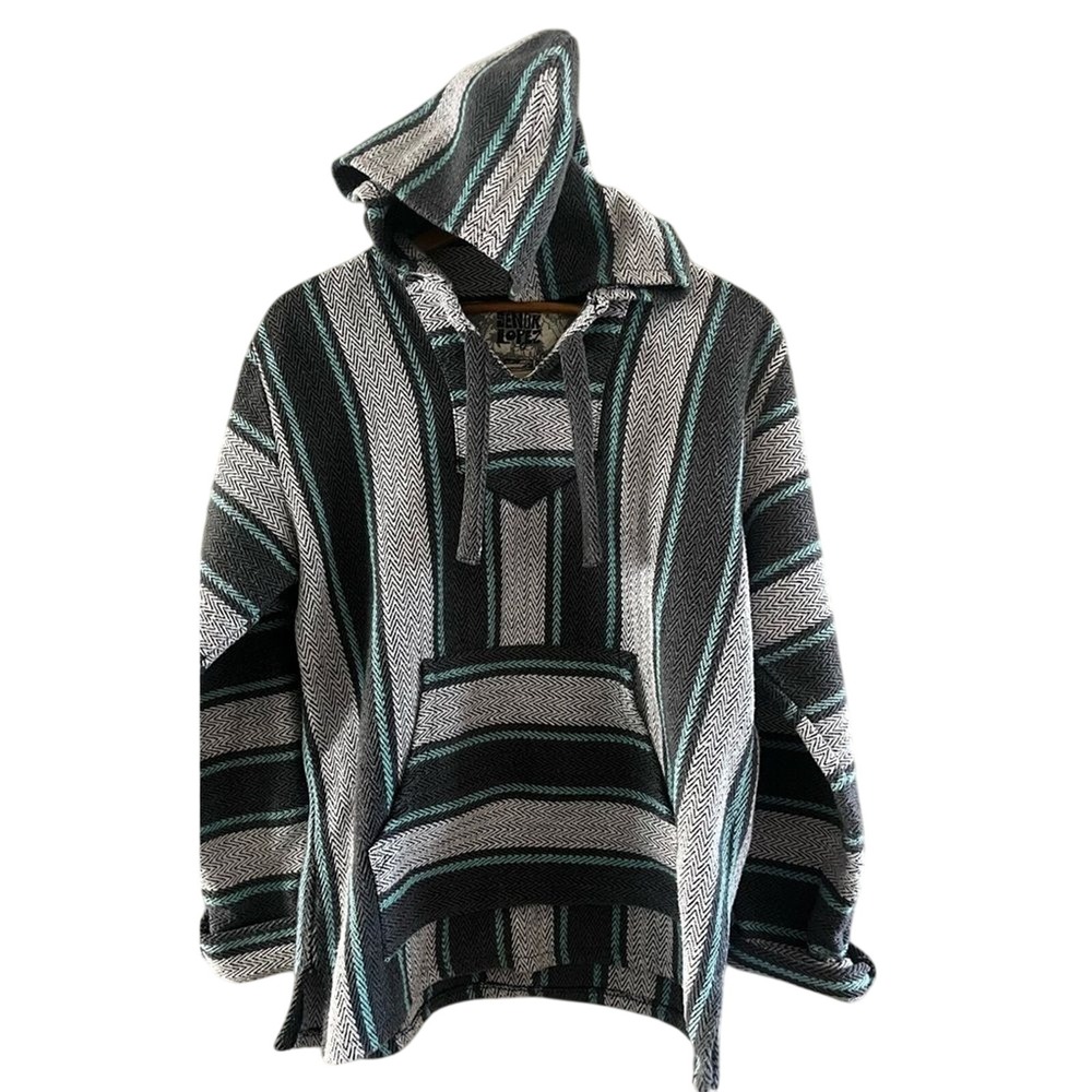 Senor Lopez SZ Medium/Large Baja Drugrug Hoodie Striped Multicolor Beach‎